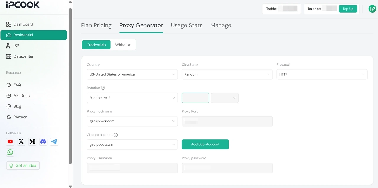 Get Your Proxy Credentials from IPcook